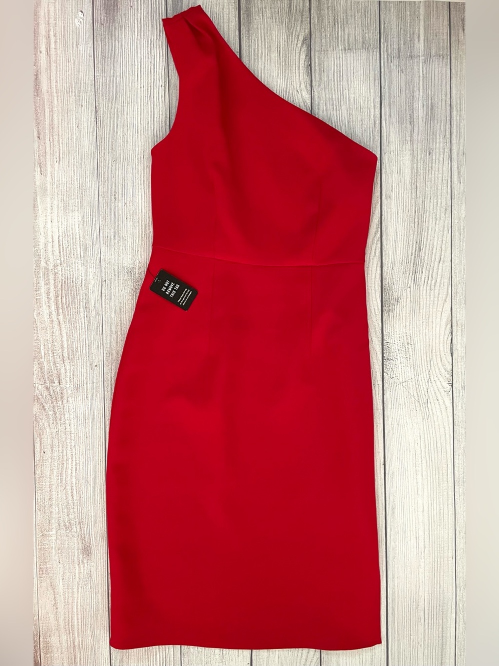 EXPRESS One-Shoulder Red Sheath Dress Side-Zip